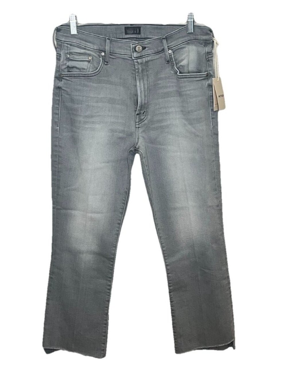 NWT Mother The Insider Crop Step Fray jeans Gray Noted Wash Sz 32 Crop Flare